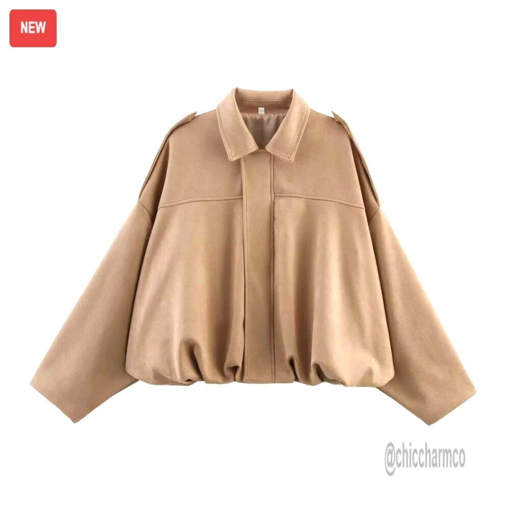 Faux Suede Bomber Jacket Oversized Varsity Streetwear Chic Casual Outerwear